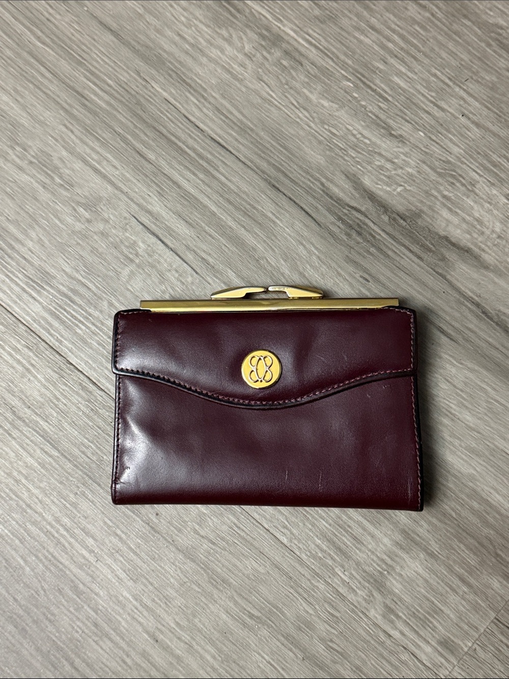 Vintage Lady Bosca burgundy, full grain leather wallet